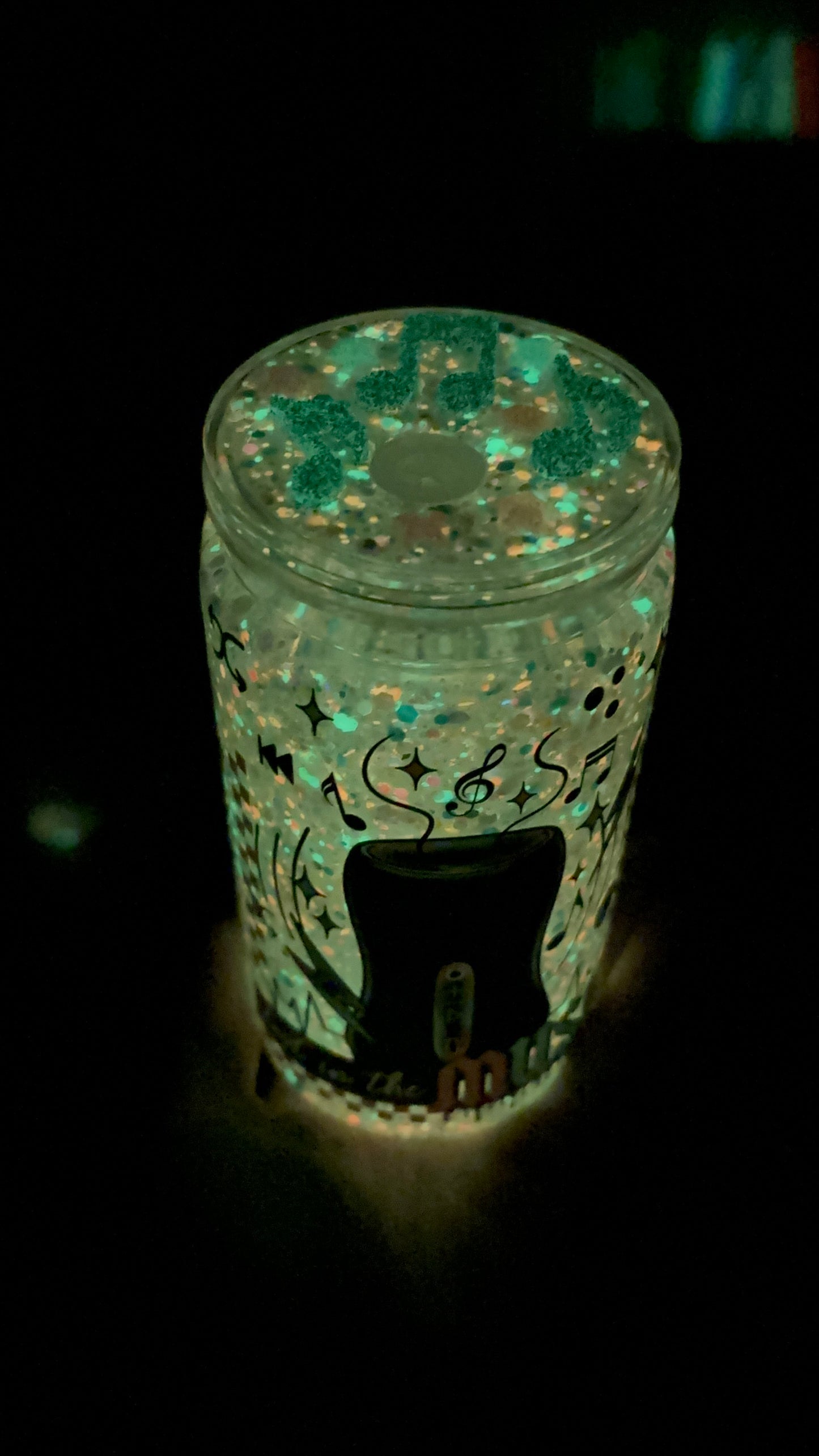 Lost in the music glowing snow globe cup