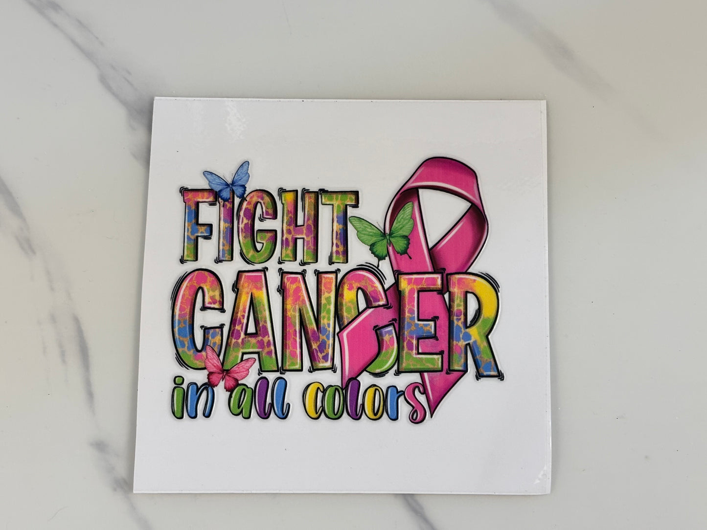 Fight cancer DECAL ribbon and butterflies