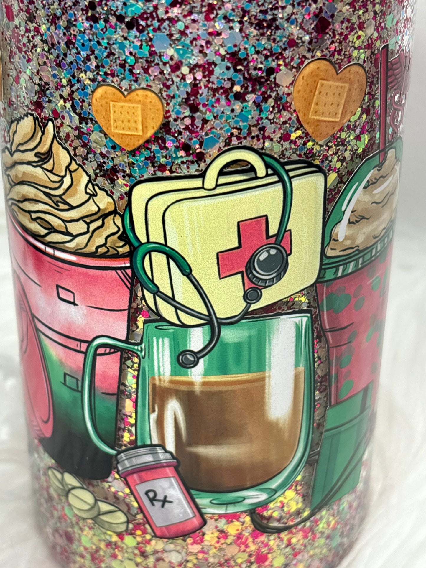 Pharmacy glitter glass can.