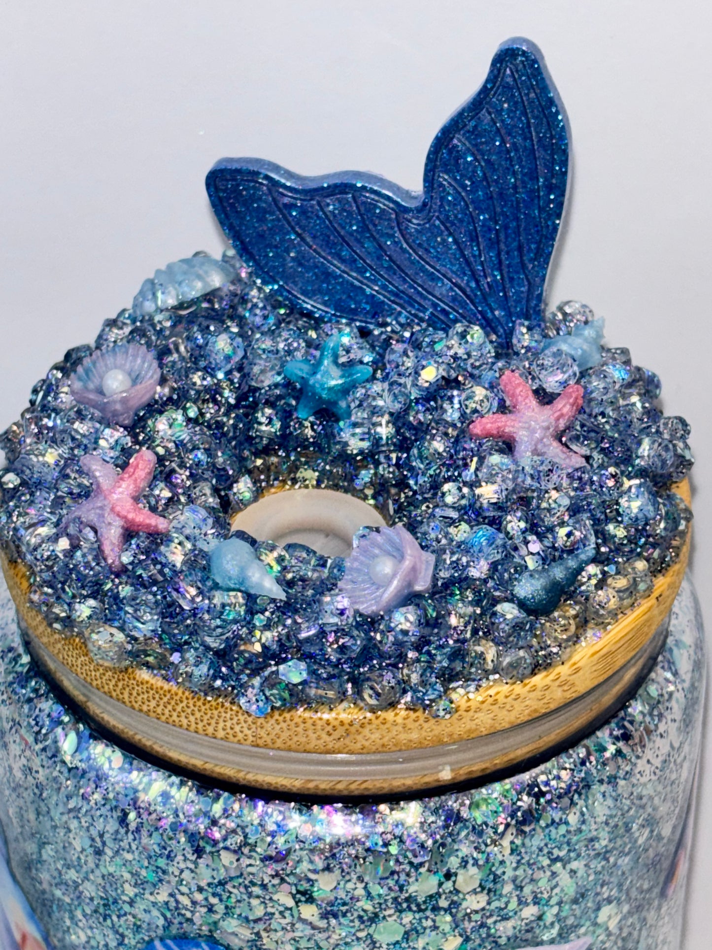 Mermaid dreams glitter glass can