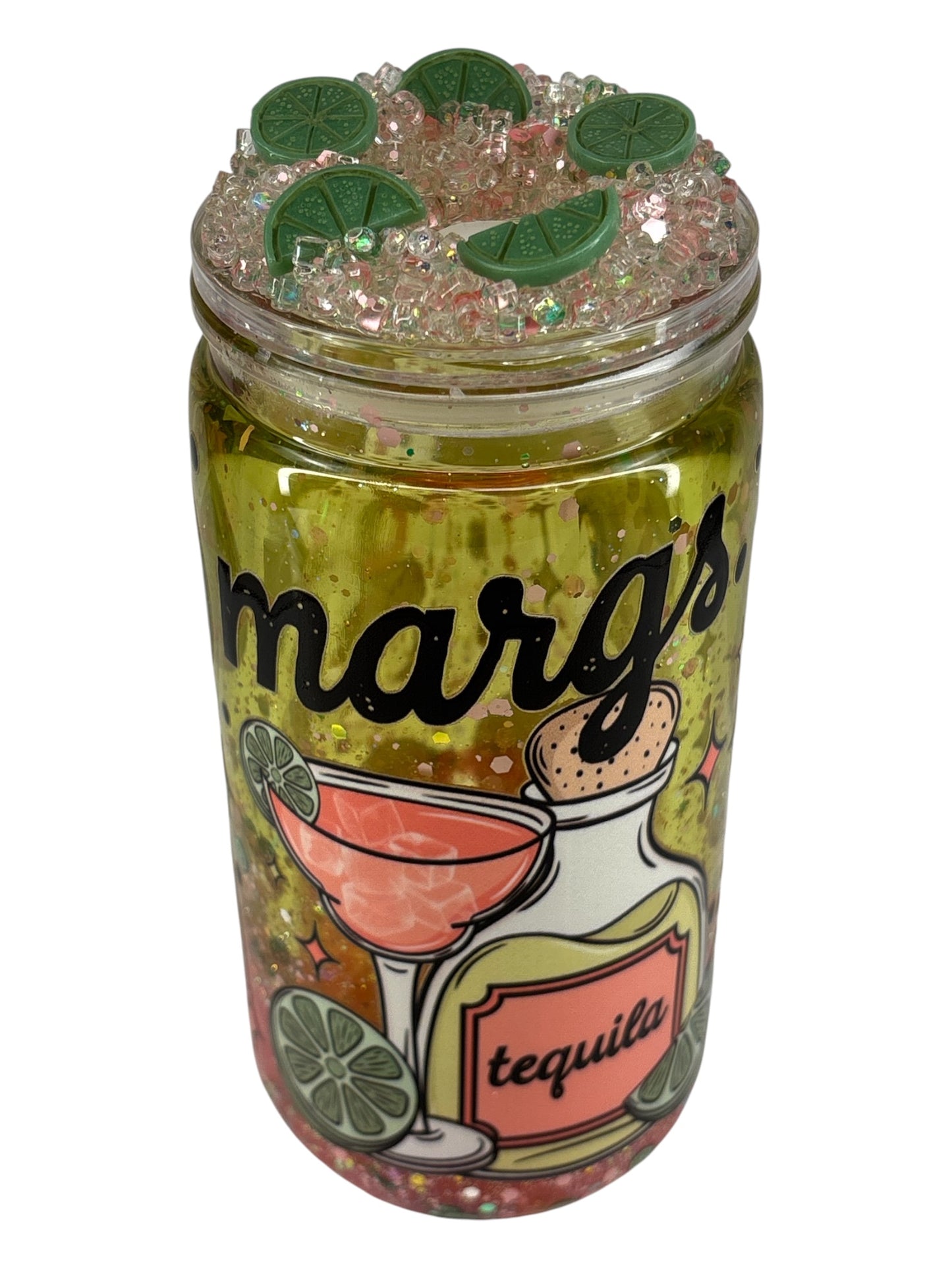 Glowing pink margarita, lava snow globe kit