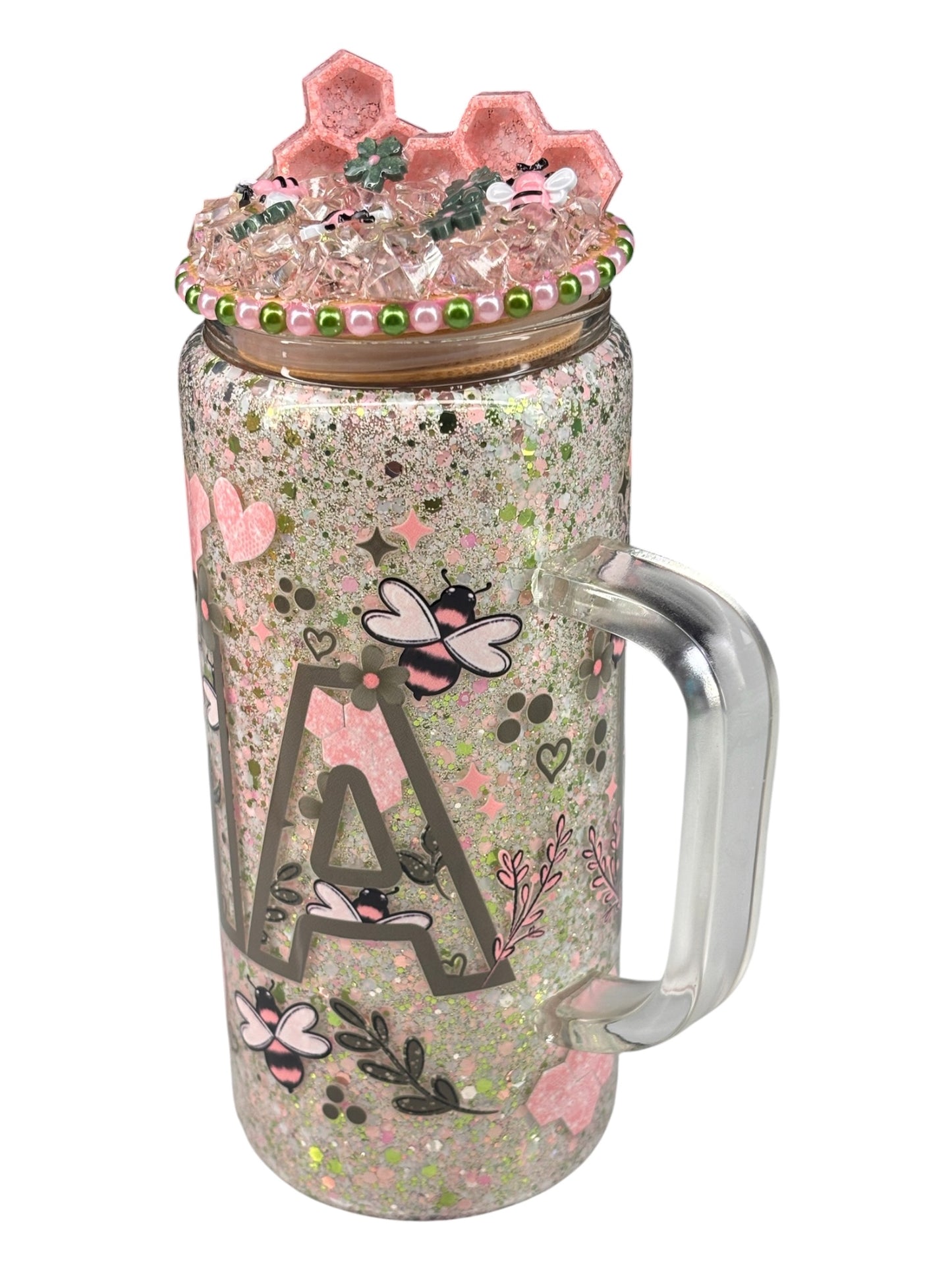 Mama honeybee glass, dry glitter mug