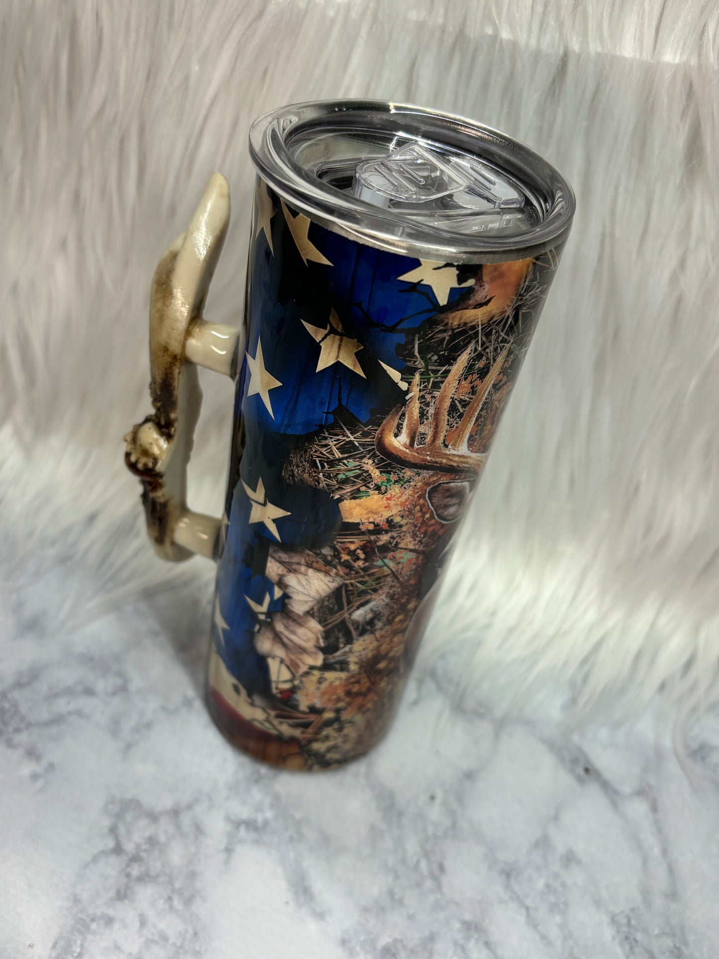 American Flag deer antler 20oz tumbler