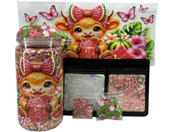 Watermelon moo-shine snow globe kit