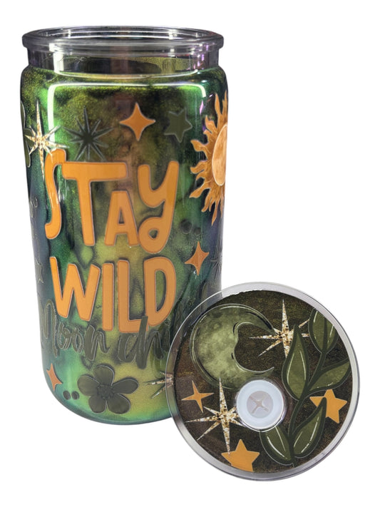 Stay wild, shimmer snow globe