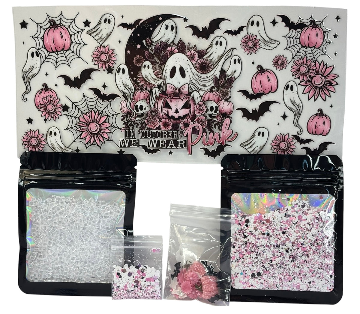 In October, we were pink glow in the dark snow globe kit