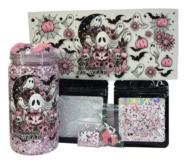 In October, we were pink glow in the dark snow globe kit