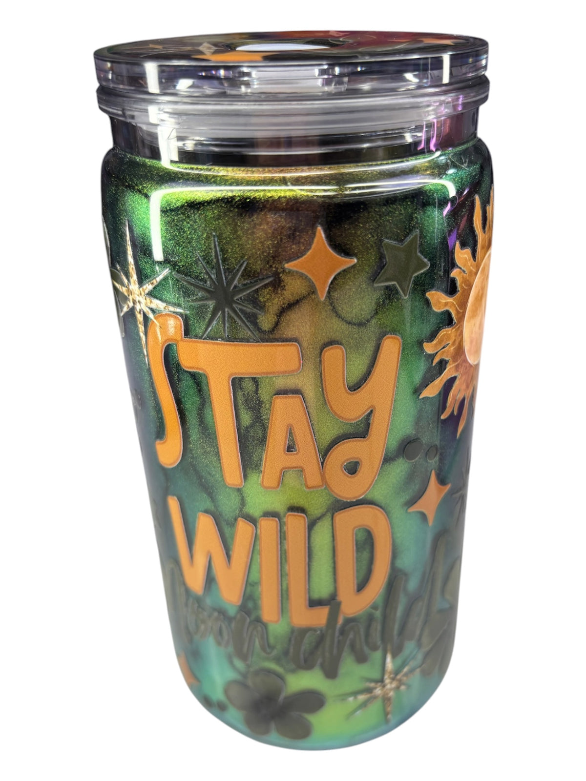 Stay wild, shimmer snow globe