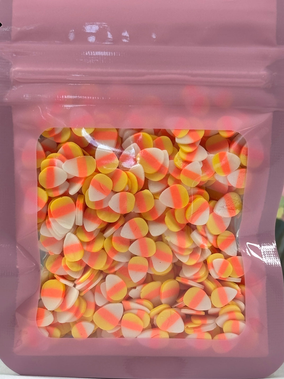 Candy corn clay slices