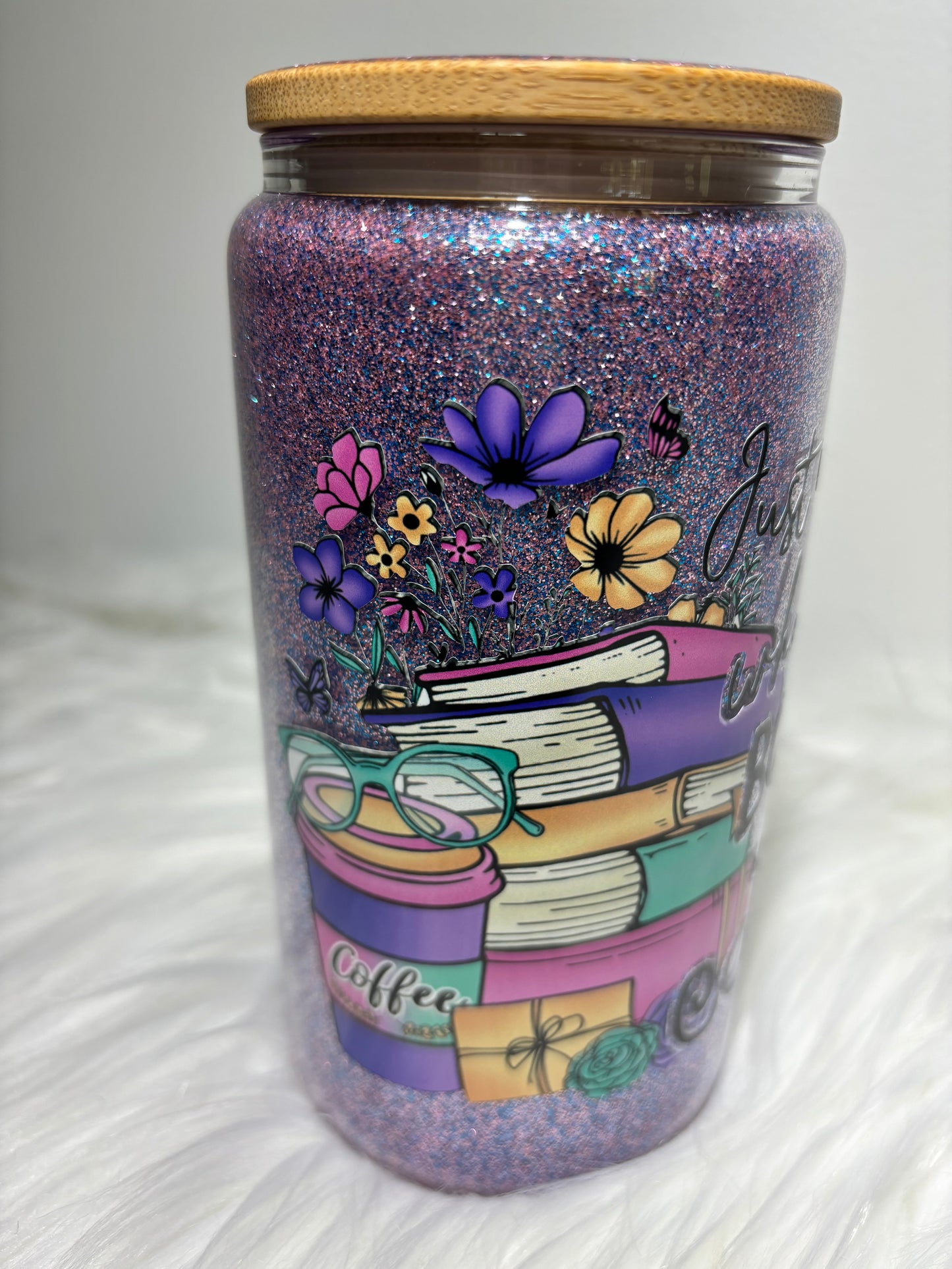 Just a girl who loves books and coffee glitter glass can