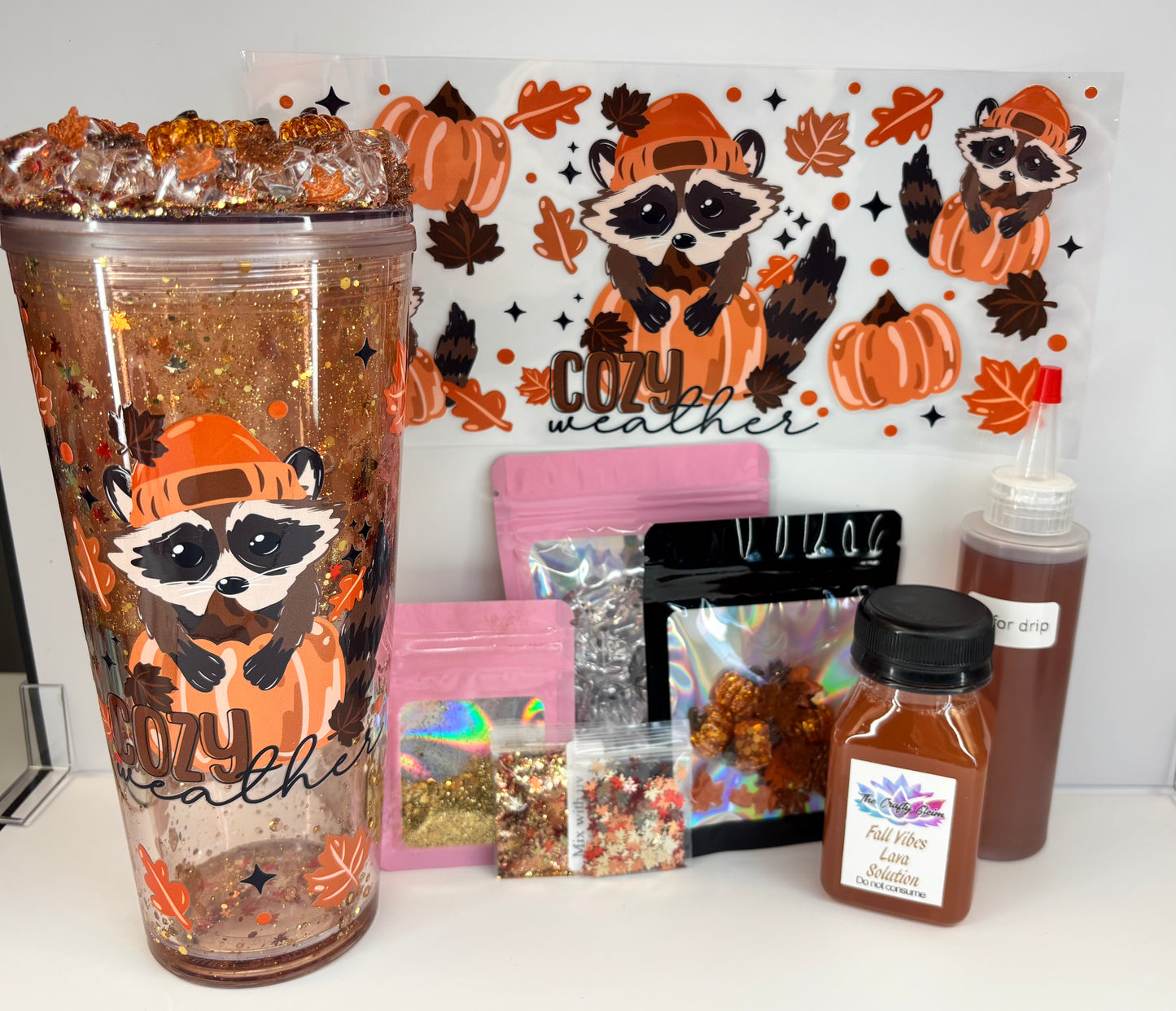 Cozy weather slow fall drip snow globe kit