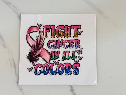 Fight cancer decal feather and hearts