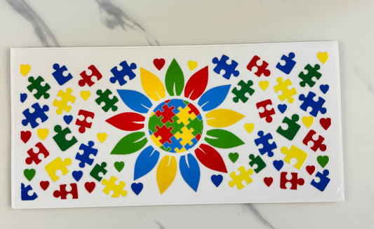 Sunflower and puzzle pieces