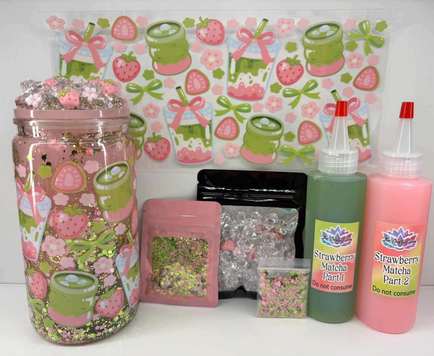 Strawberry Matcha dual lava kit. Available in a 16oz or 20oz kit.