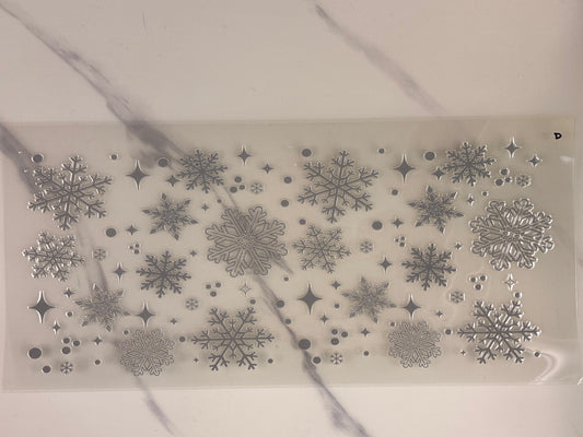 Silvery blue snowflakes