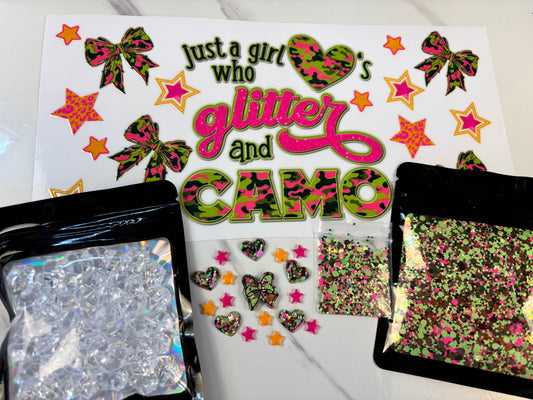 Glitter and camo snow globe kit