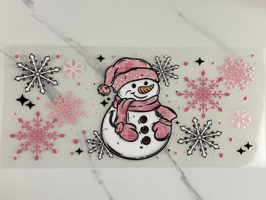Pink cute snowman