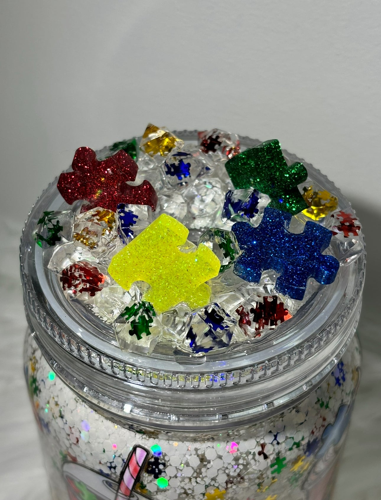 Autism mason jar, snow globe