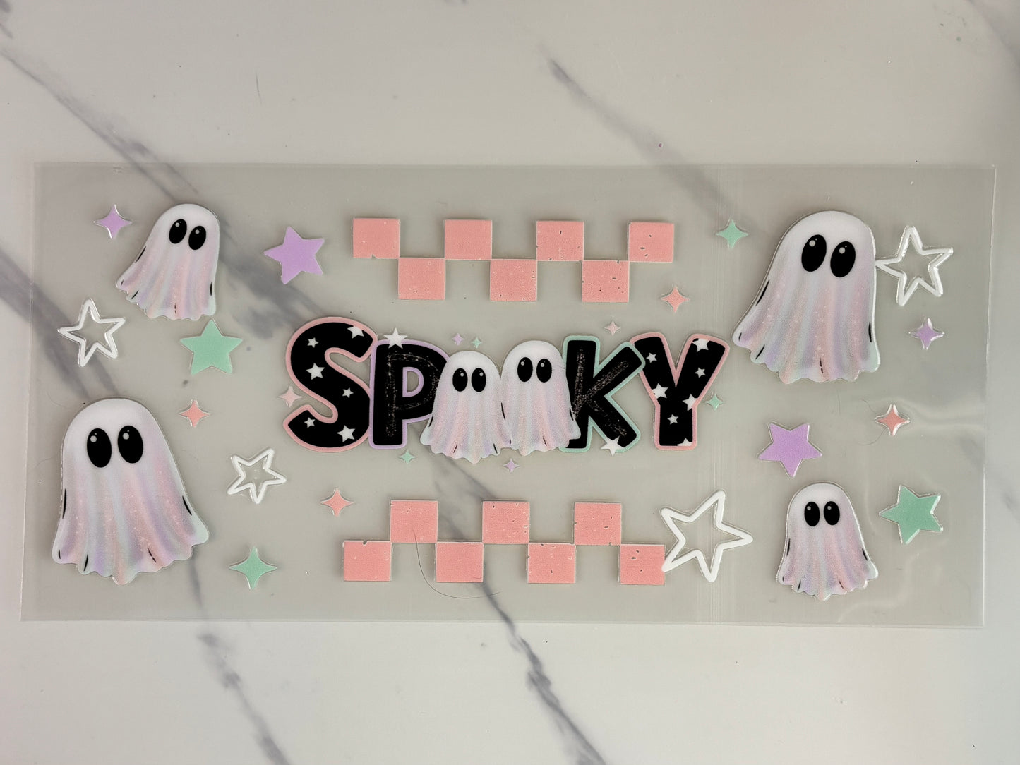 Spooky, pastel ghost and bats