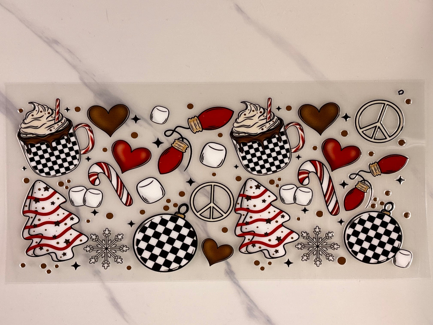 Peppermint, hot cocoa and trees