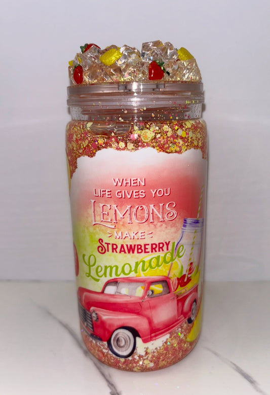 Strawberry lemonade snow globe