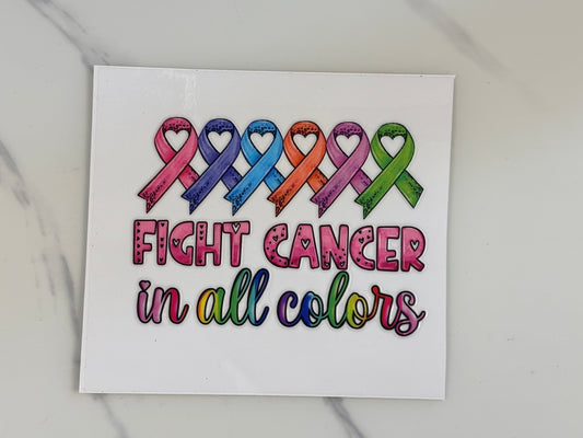Decal multicolored fight cancer