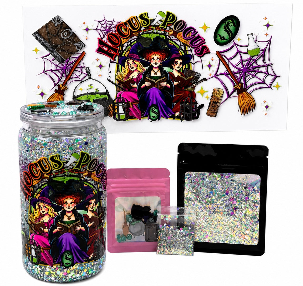 Witchy trio glowing snow, globe kit