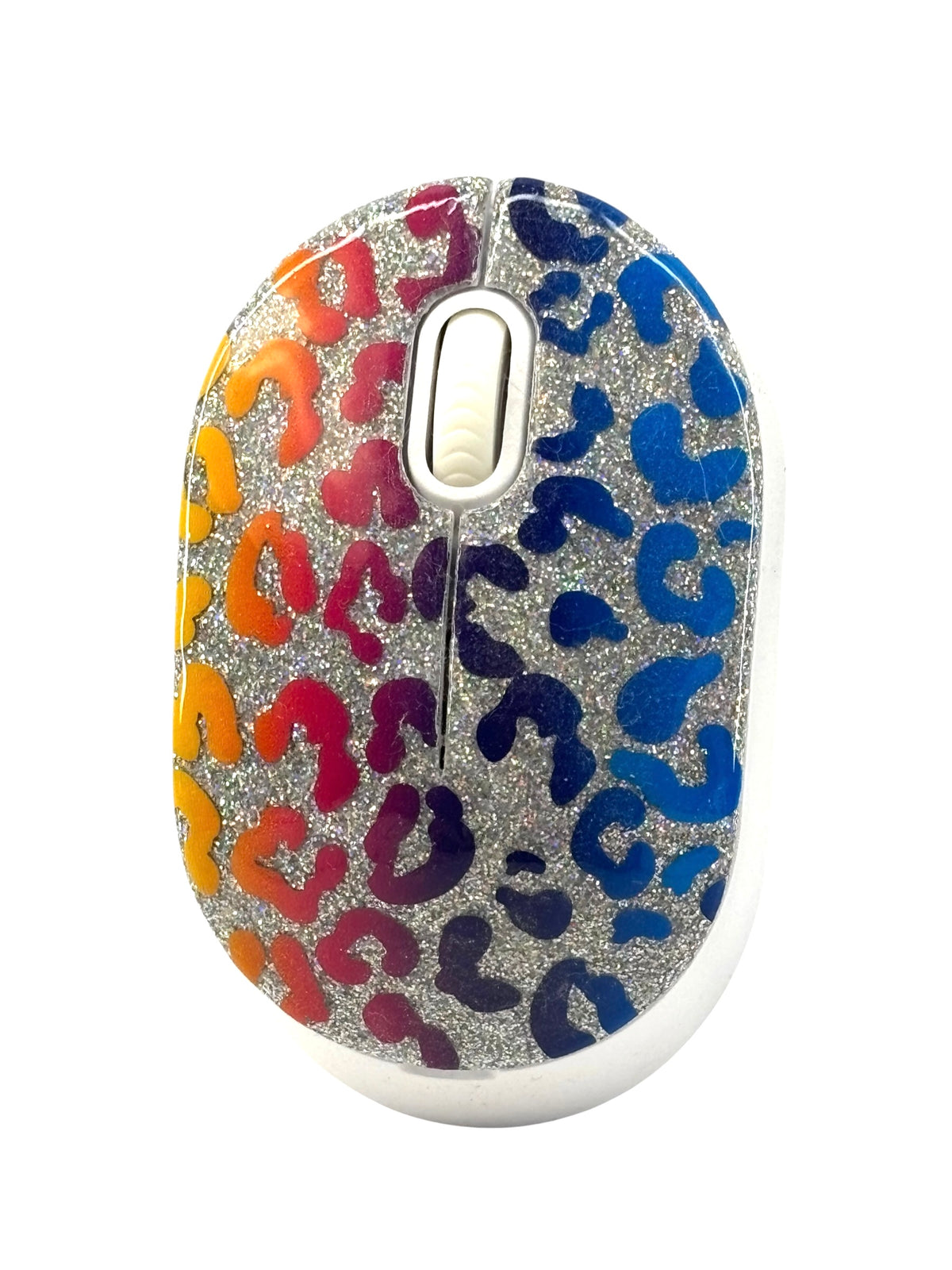 Lisa Frank inspired leopard print wireless mouse