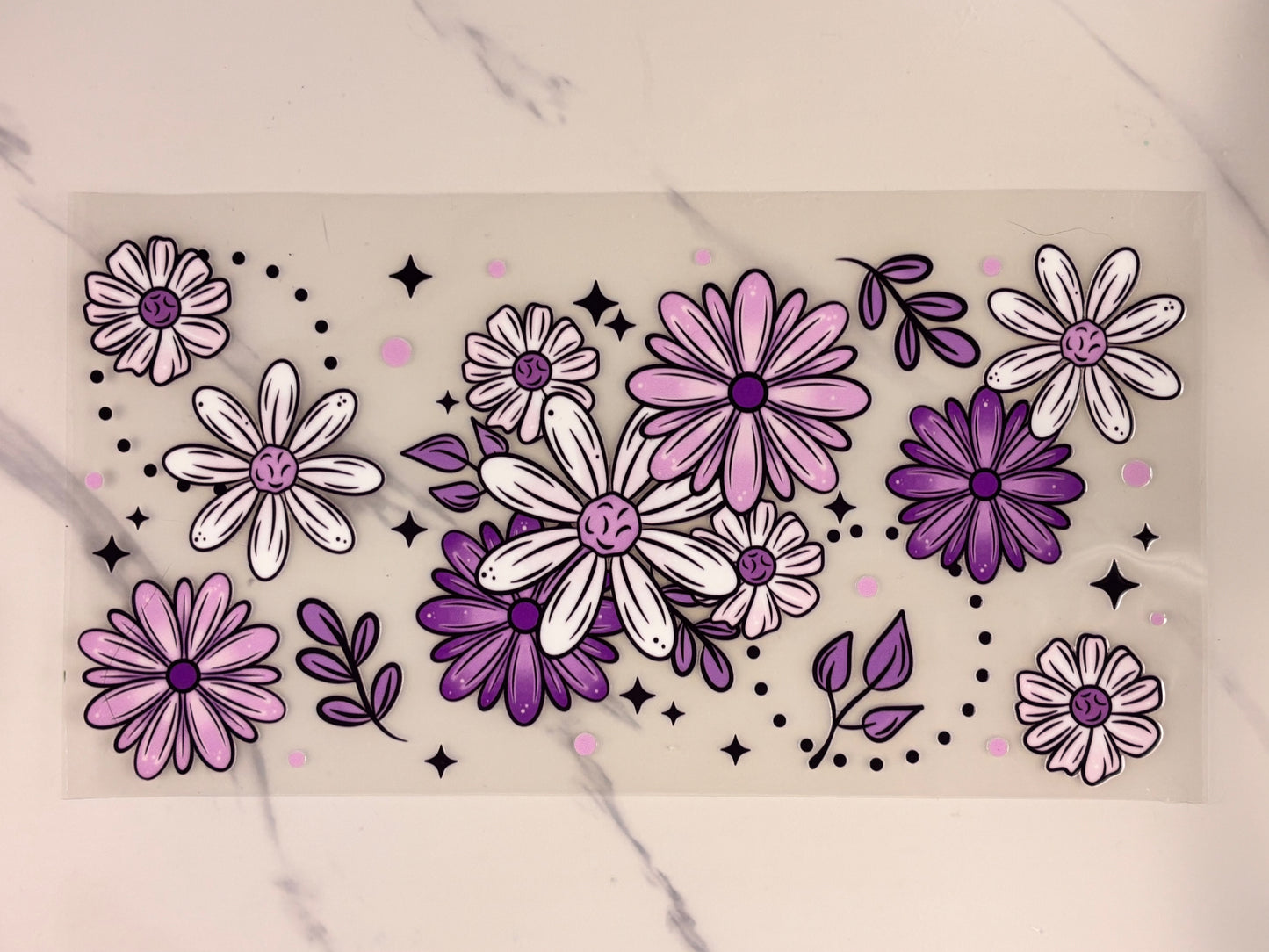Purple and white flowers