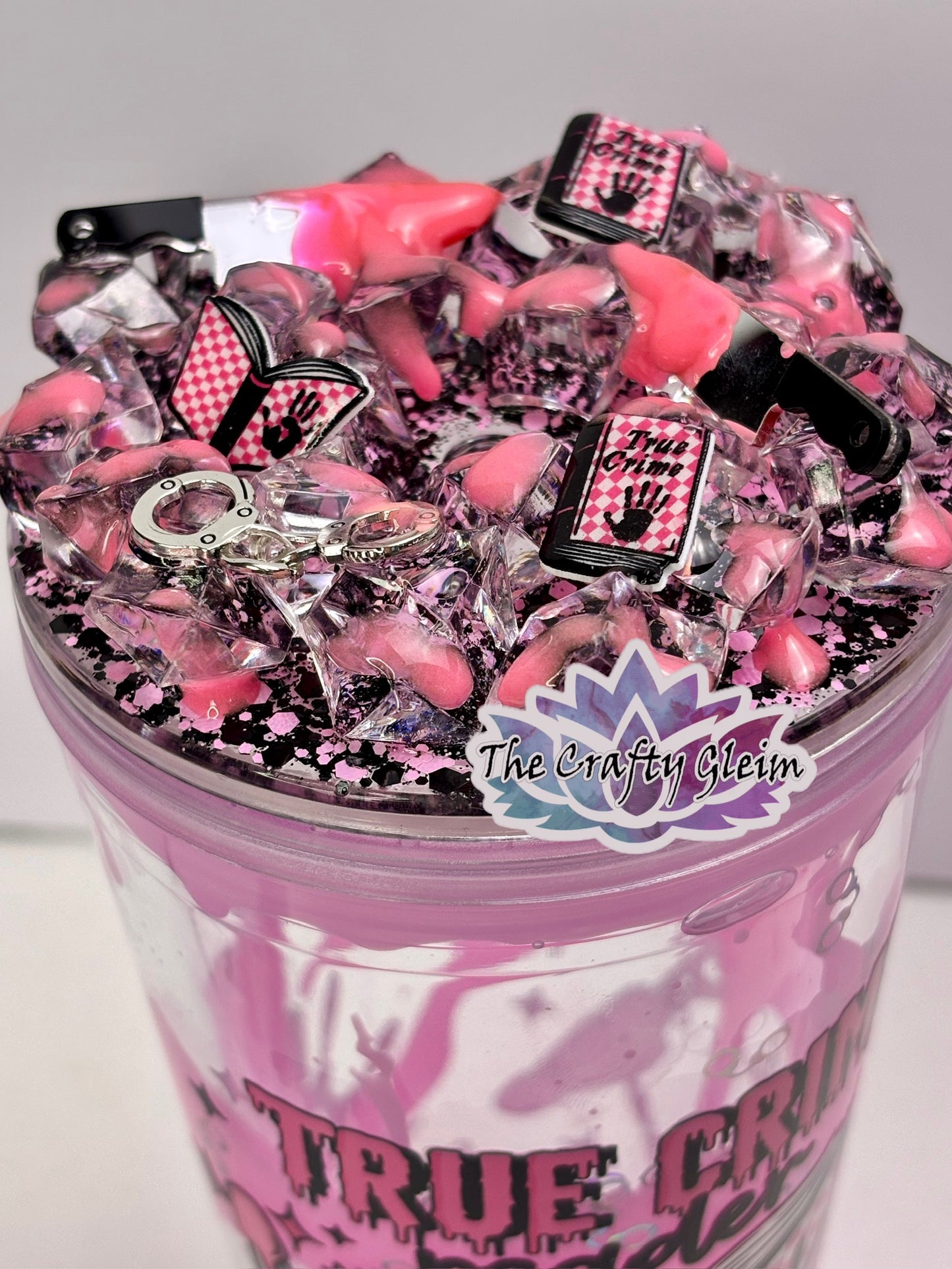 24oz True Crime book lover lava drip snow globe