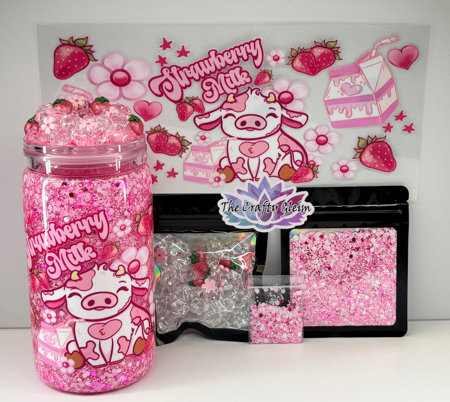 Strawberry milk, snow globe kit