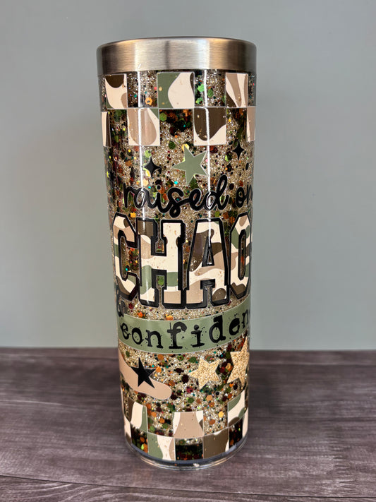 Chaos and confidence, stainless steel snow globe