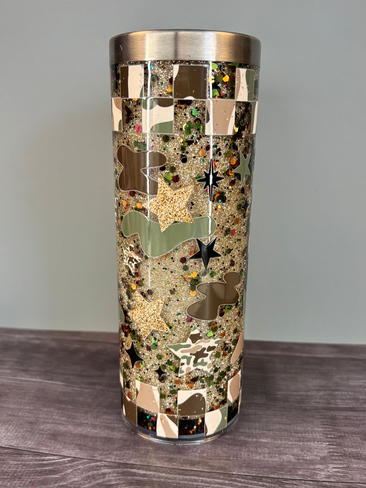 Chaos and confidence, stainless steel snow globe