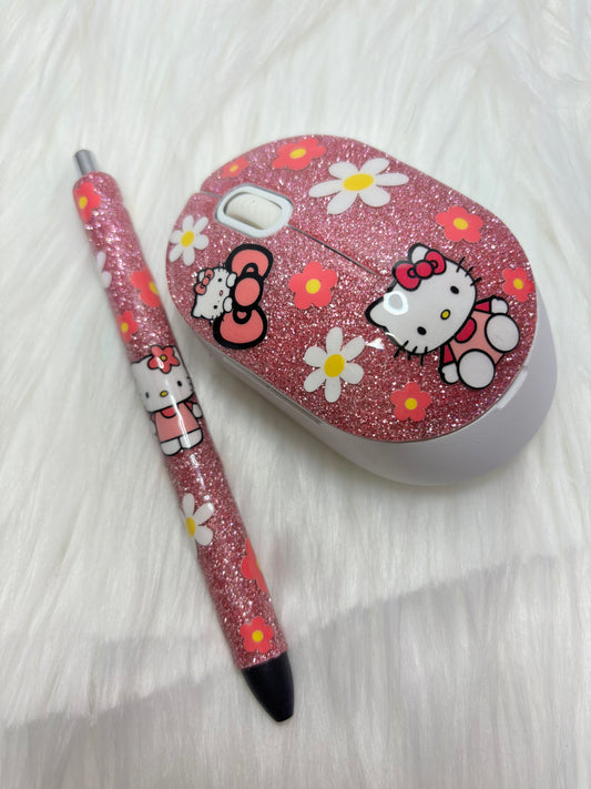 Cute kitty wireless mouse set