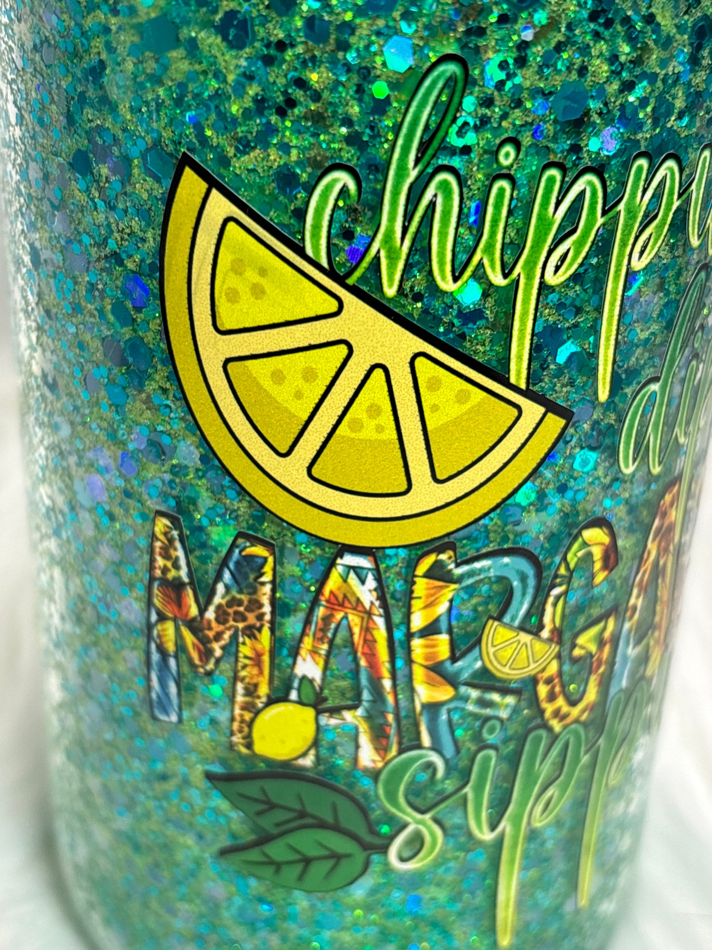Margarita time glitter glass can