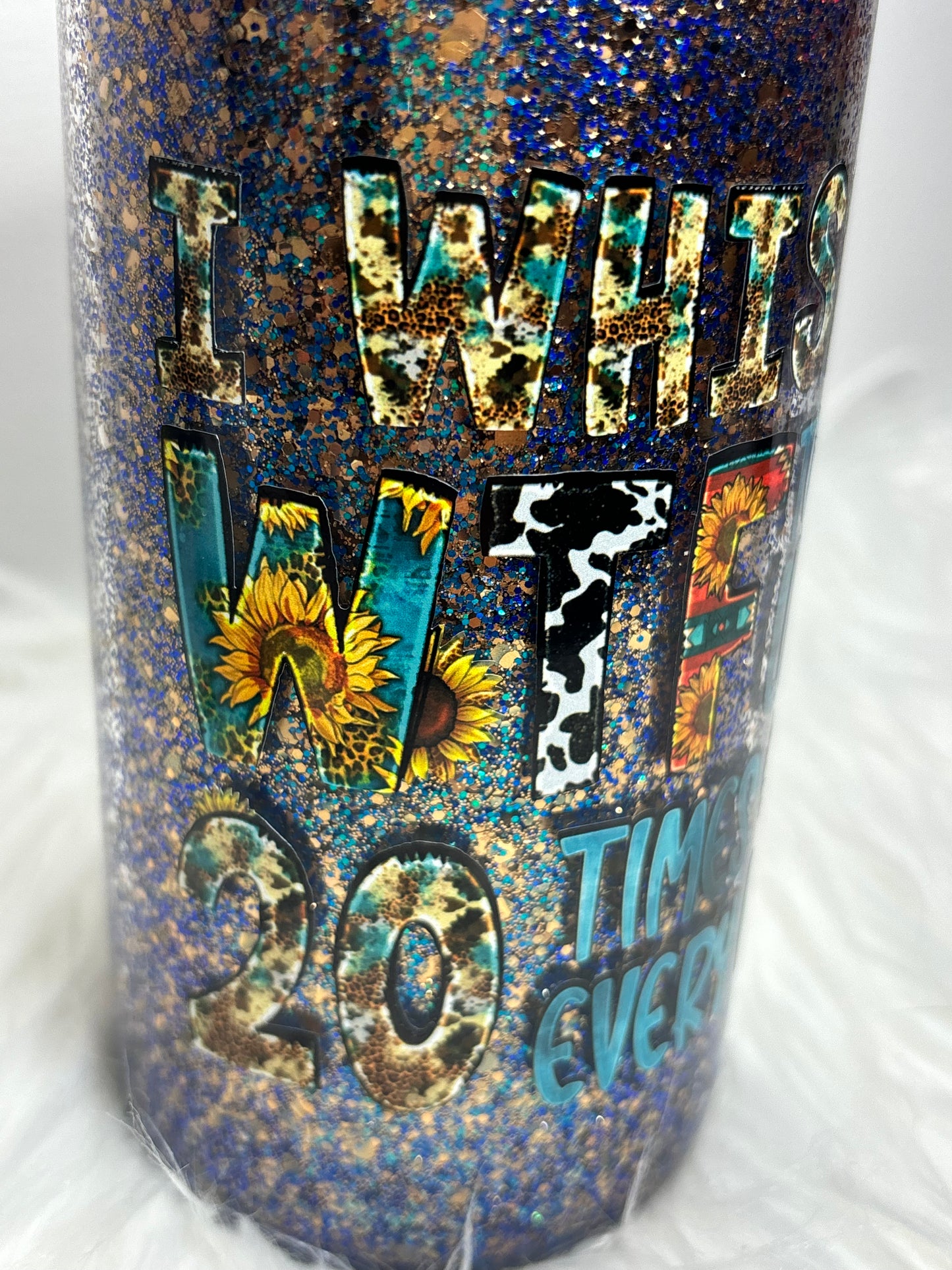 I whisper WTF glitter glass can