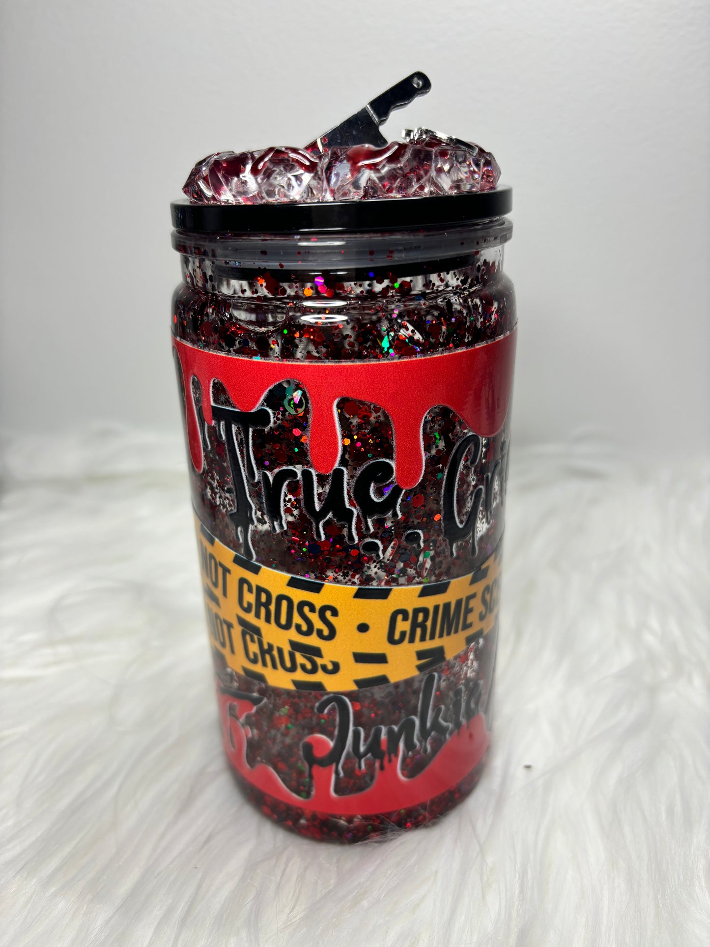 Crime Junkie snow globe 12oz acrylic can