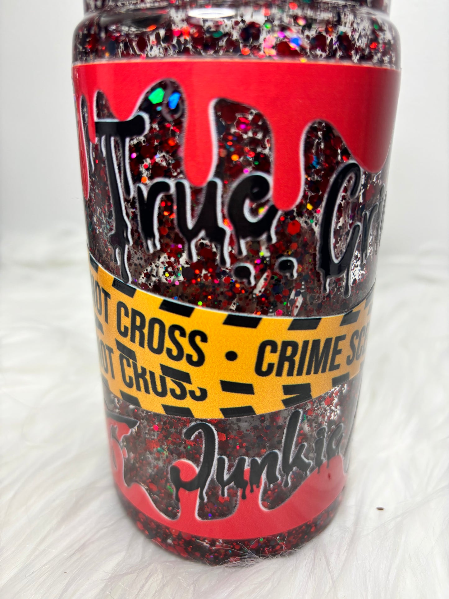 Crime Junkie snow globe 12oz acrylic can