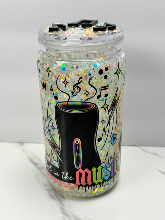 Lost in the music glowing snow globe cup