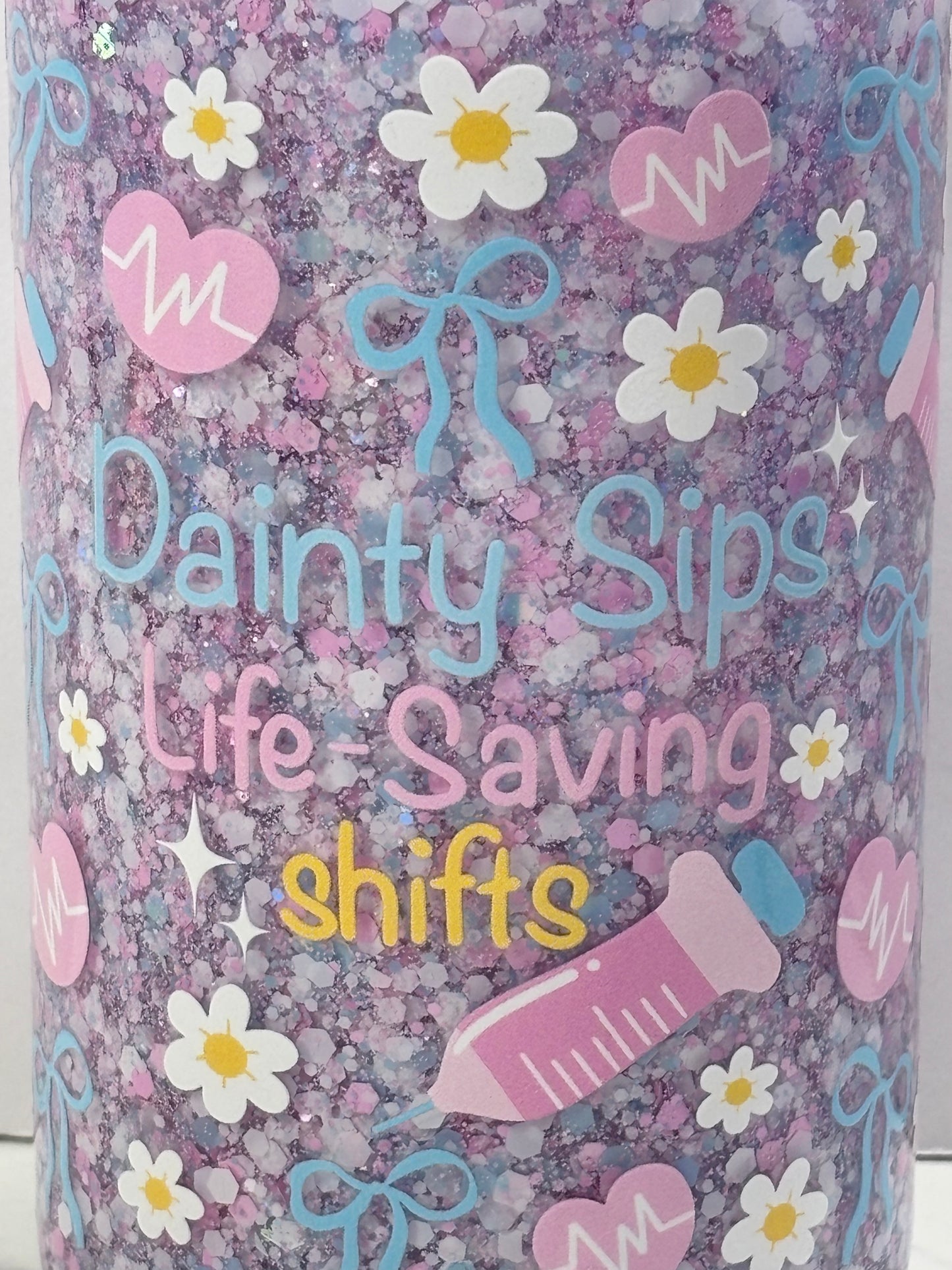 Dainty sip life saving shifts snow globe cup