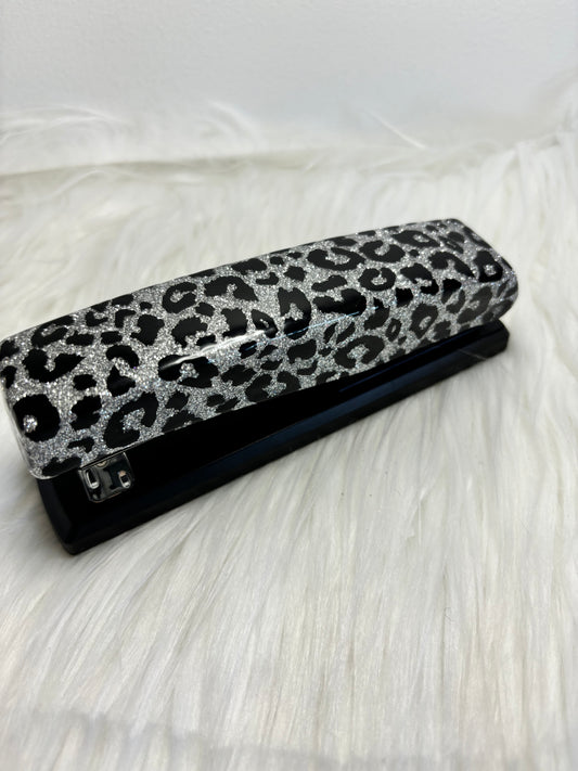 Black and silver cheetah stapler