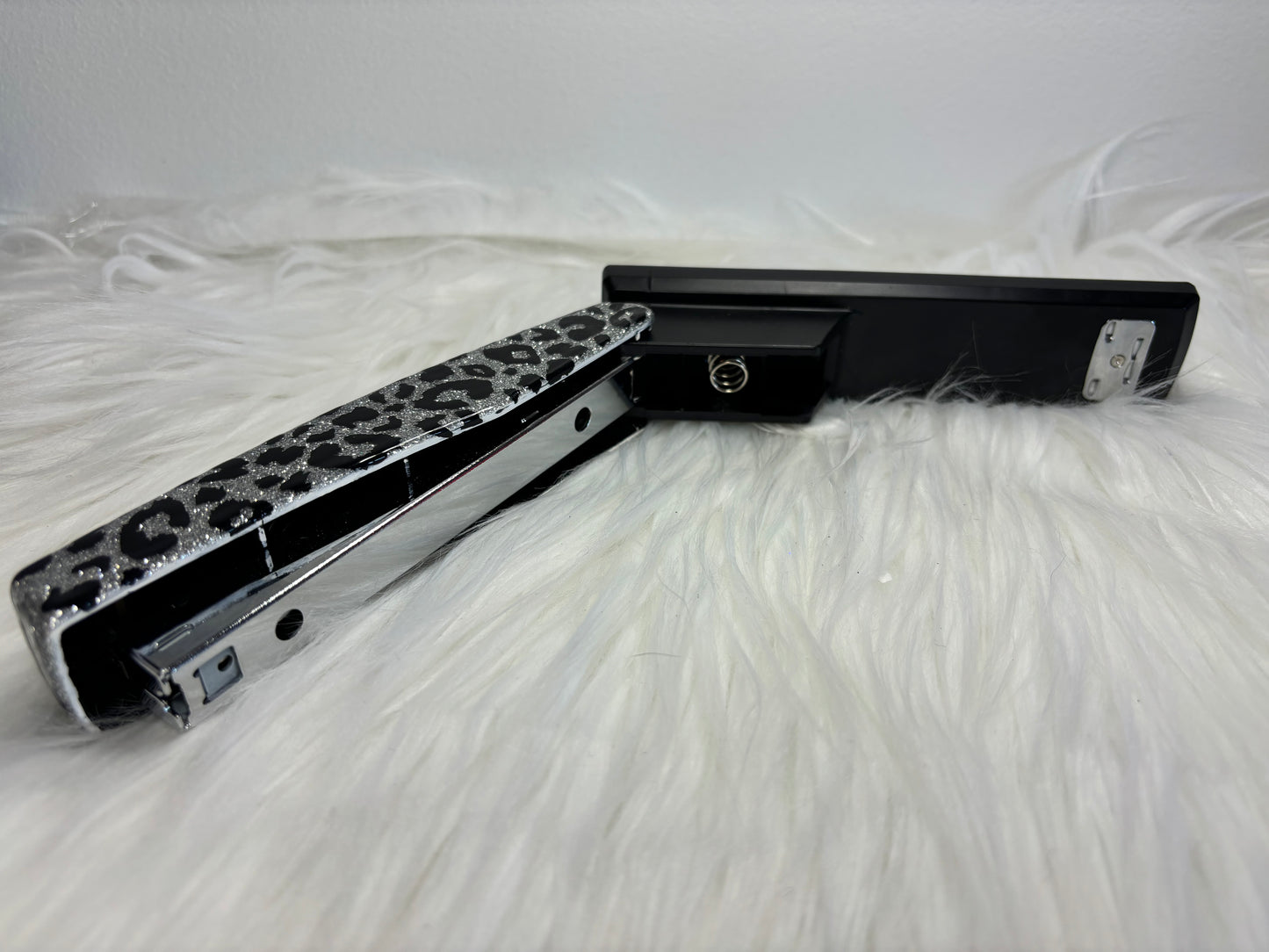 Black and silver cheetah stapler