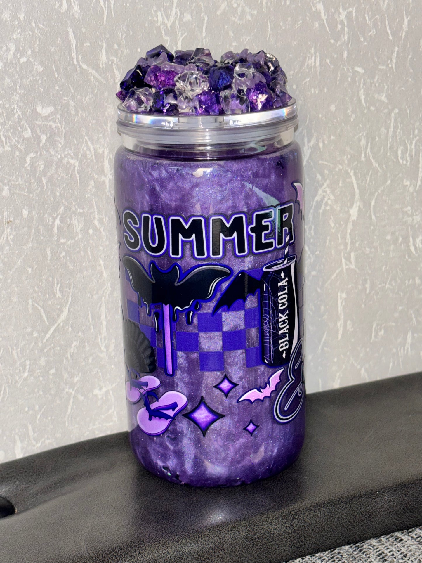 Summer essentials mica swirl snow globe cup
