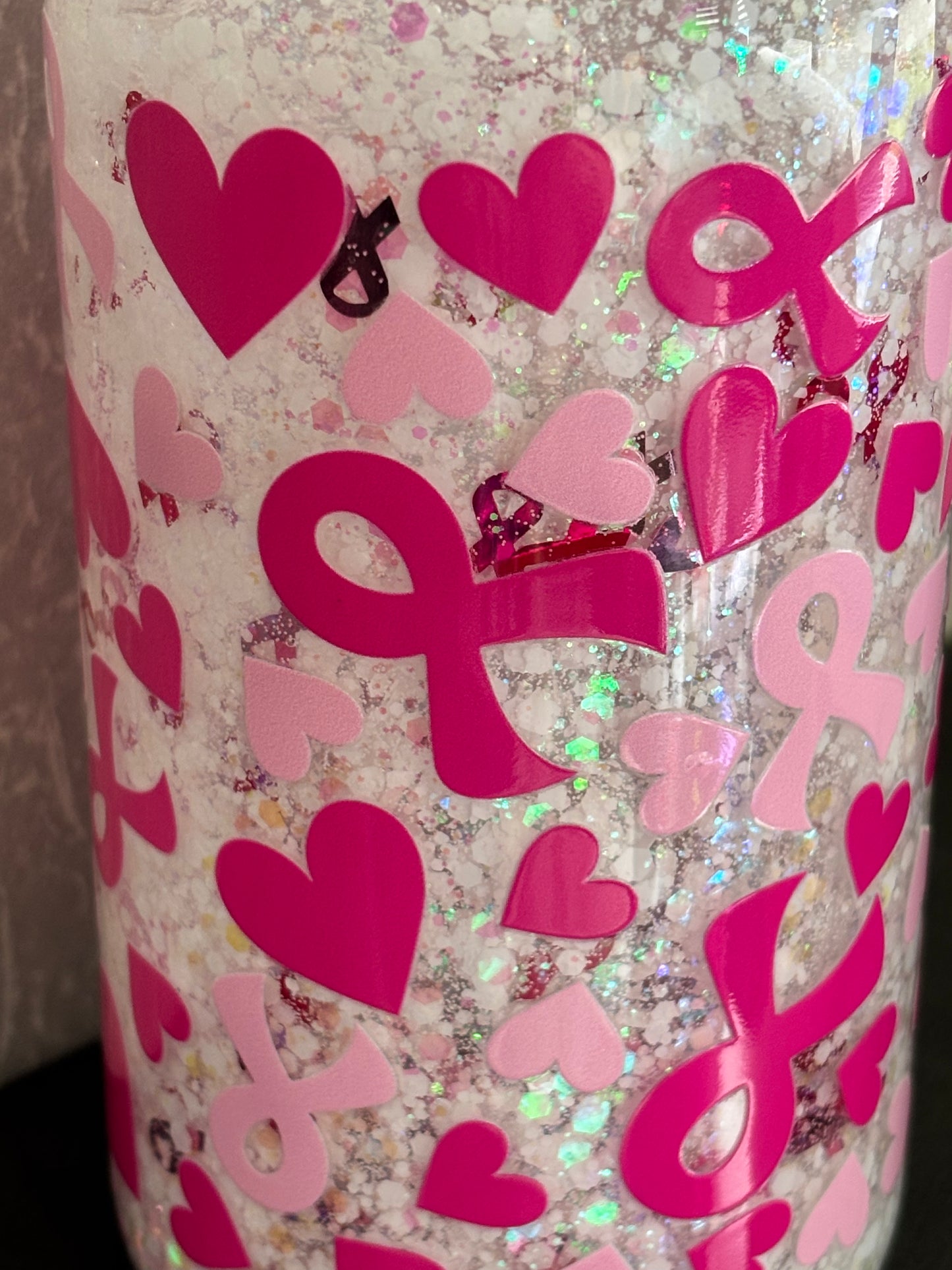 Breast cancer ribbon, snow globe cup