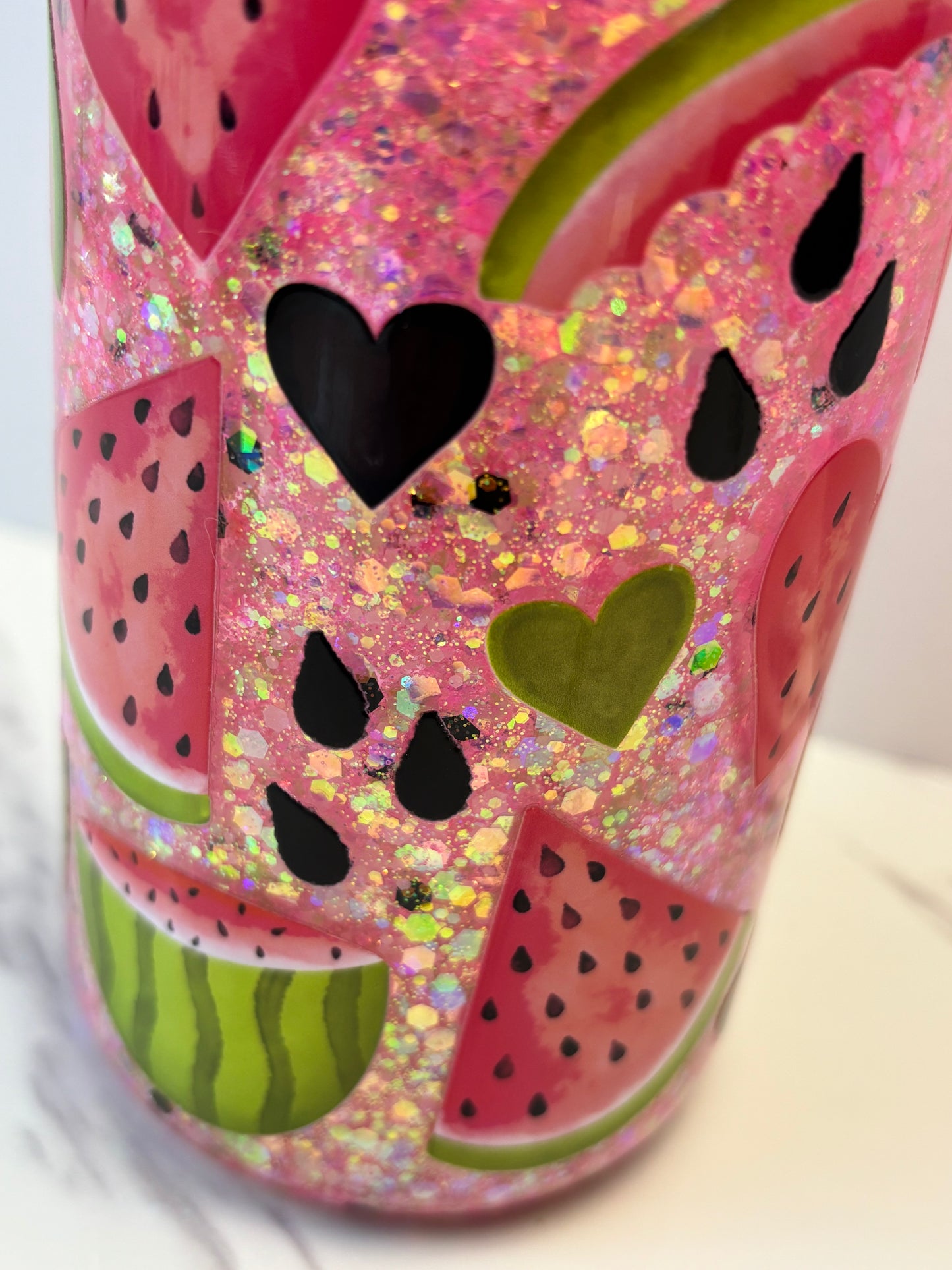 Glowing watermelon snow globe