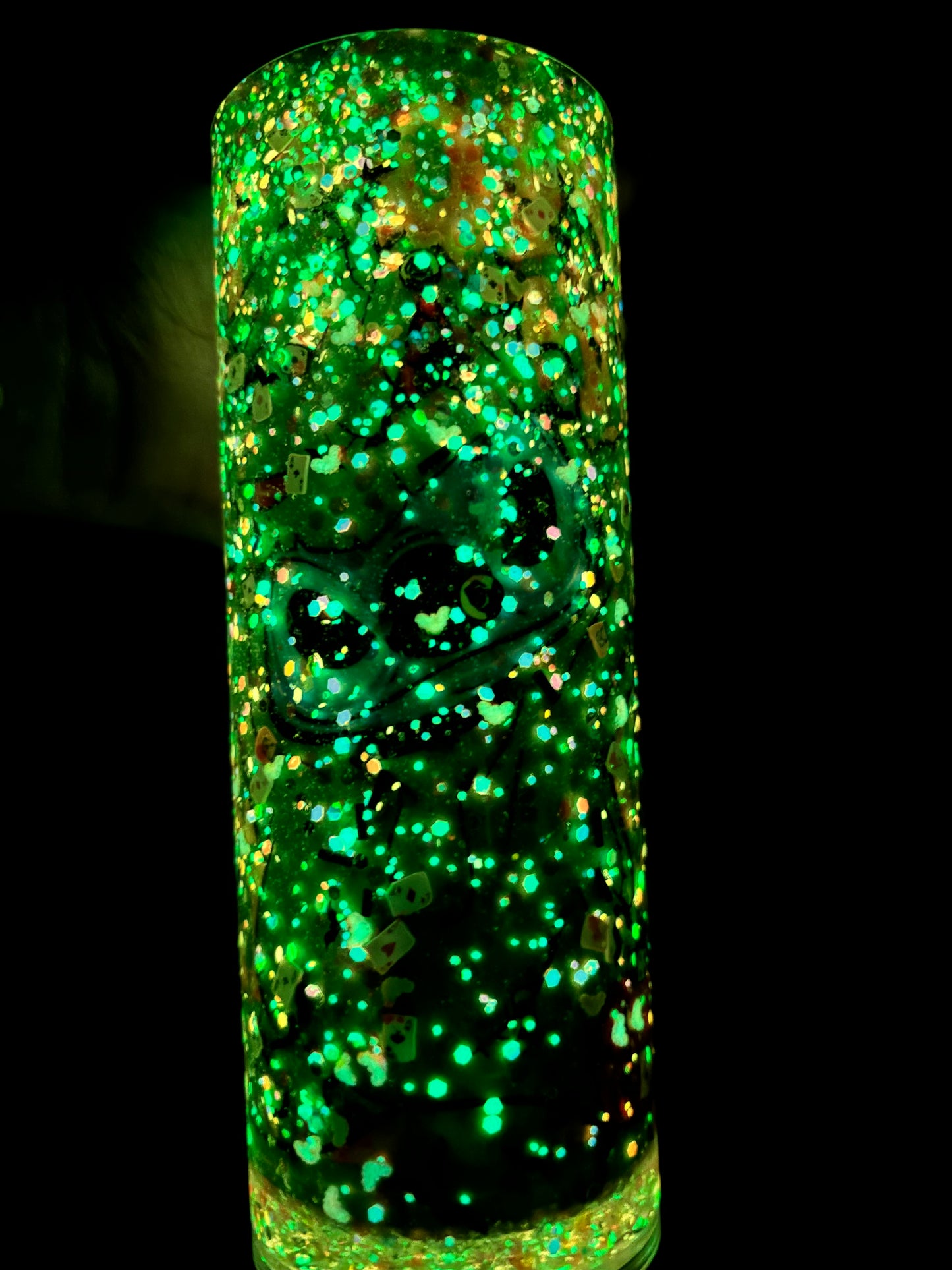 Blue dice monster story board snow globe