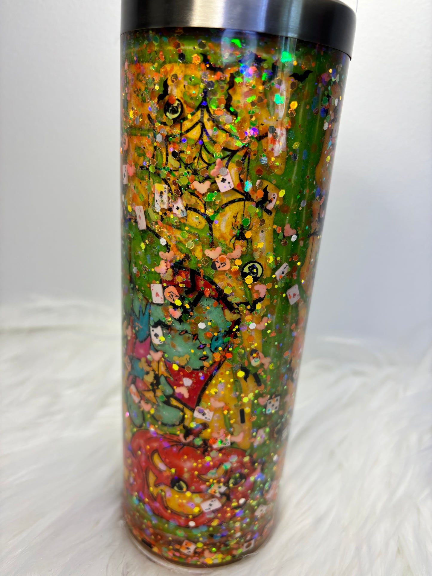 Blue dice monster story board snow globe