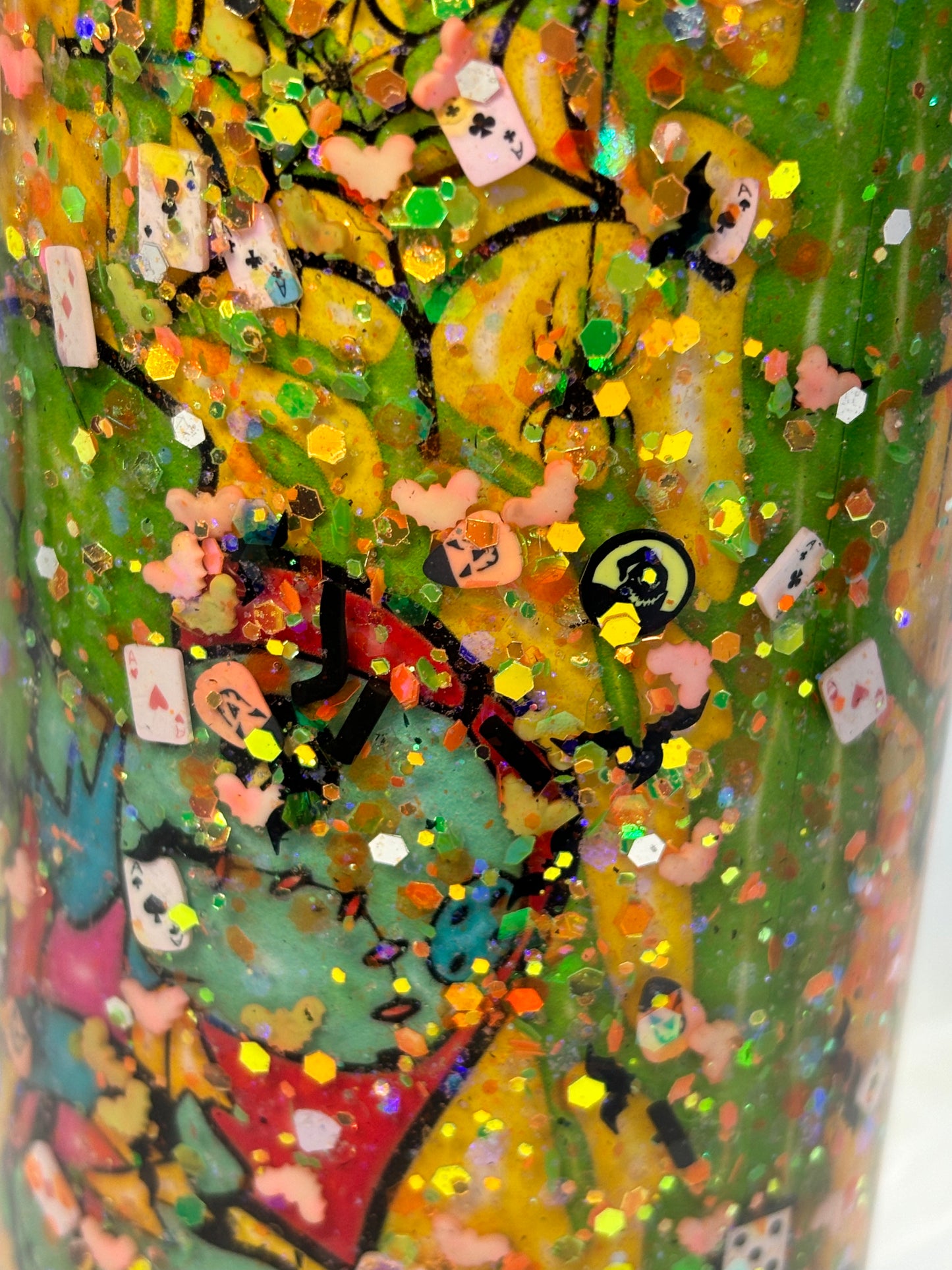 Blue dice monster story board snow globe