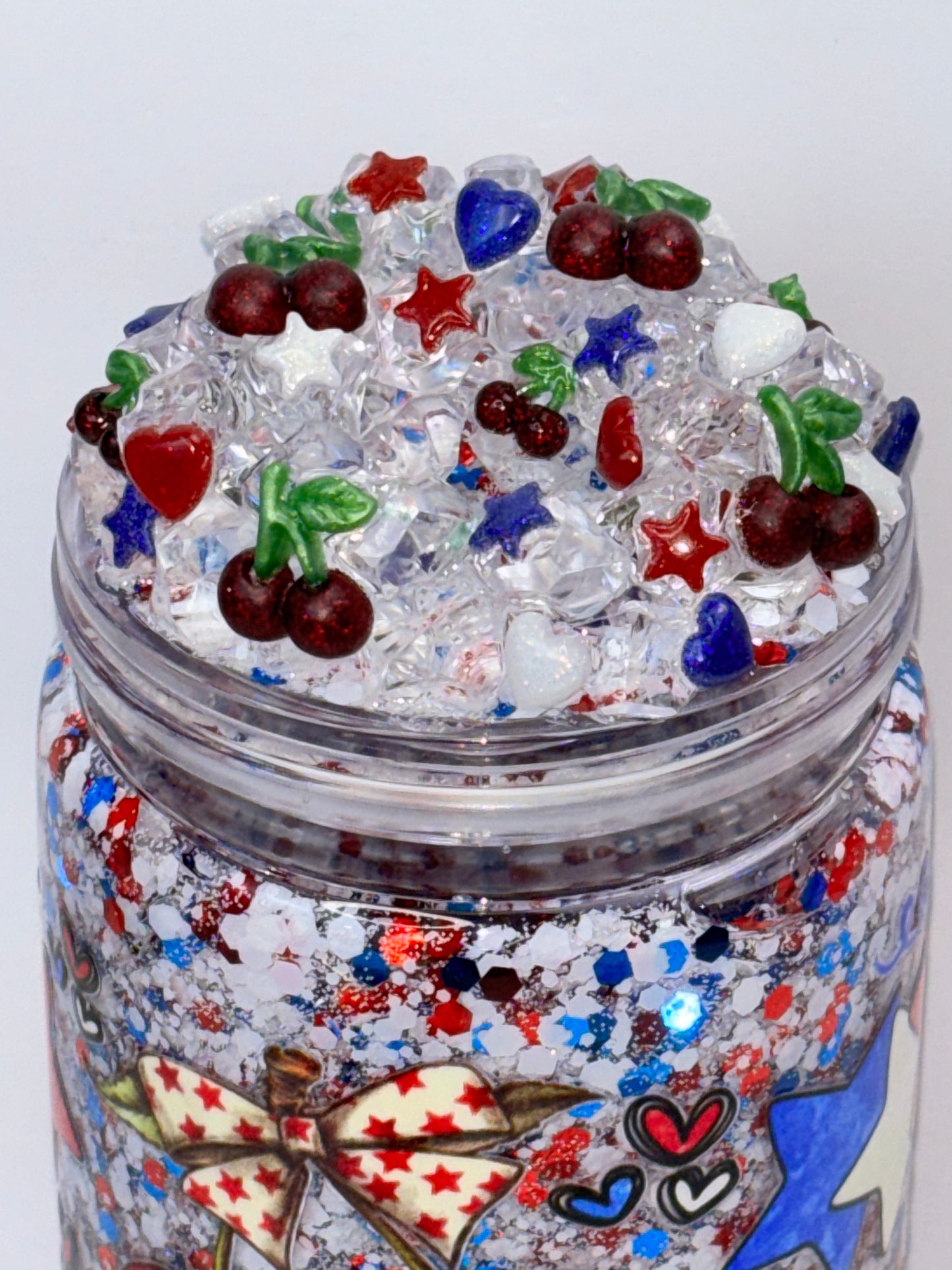 Star spangled cherry snow globe cup