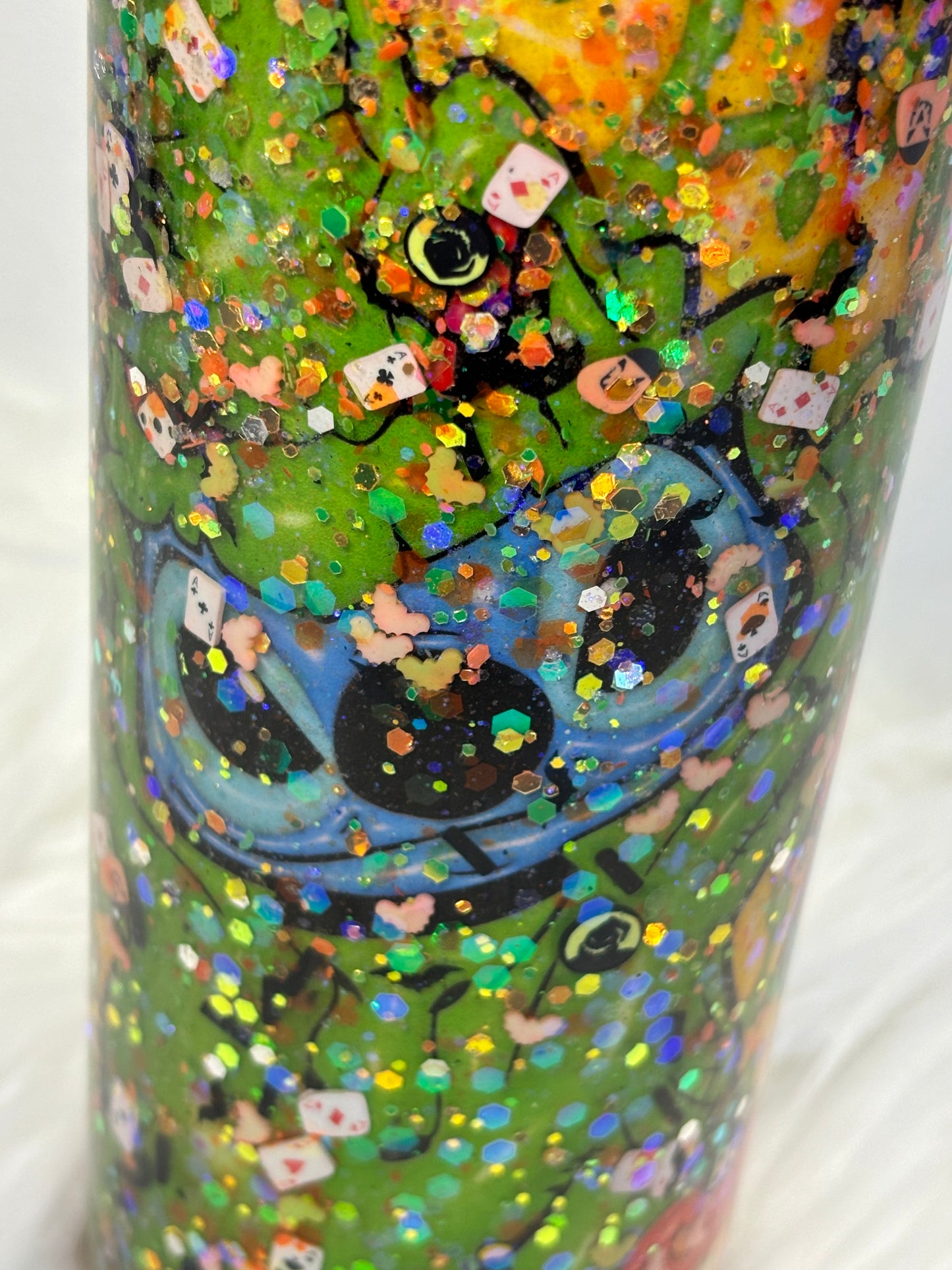 Blue dice monster story board snow globe